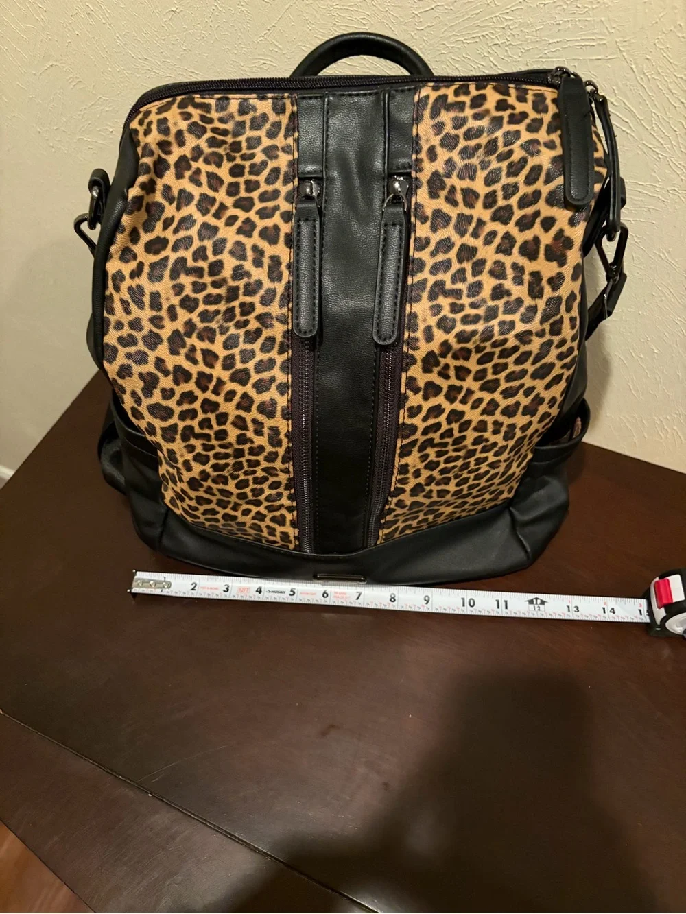 Leopard Print Laptop Bag with Black Trim